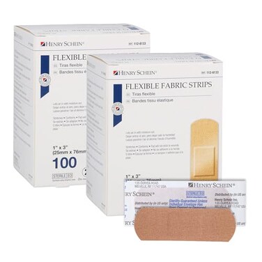 Henry Schein Adhesive Fabric Strip Bandages 1 x 3 Sterile 200 Ct