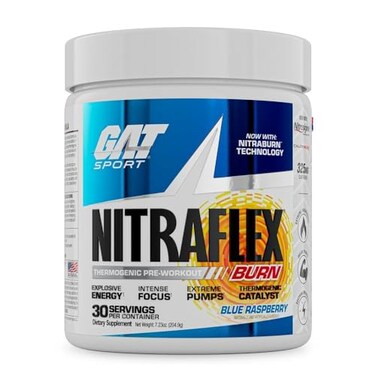 GAT SPORT NITRAFLEX Burn PreWorkout Blue Raspberry 30 Servings