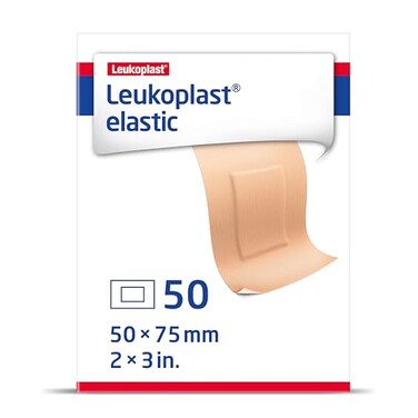 Leukoplast Elastic First Aid Dressings Stretchable and Conformable Ideal for Fingers Elbows Knees and Wrists 2 in x 3 in Box of 50
