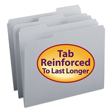 Smead File Folder Reinforced 13Cut Tab Letter Size Gray 100 per Box 12334