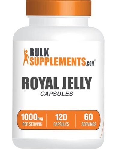 كبسولات غذاء ملكات النحل من BulkSupplements.com، مكمل غذائي خالٍ من الغلوتين، كبسولتان لكل حصة، 120 كبسولة، عبوة واحدة