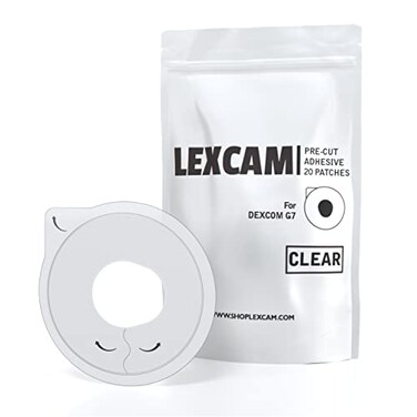 Lexcam Adhesive Patches PreCut for Dexcom G7 Stelo Pack of 20 Patches Waterproof Transparent Overpatches for Continuous Glucose Monitoring Sensor is NOT Included