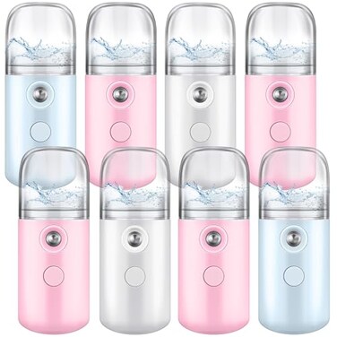 Mudder 8 Pieces Nano Facial Mister Face Sprayer Portable Handheld Humidifier Atomization USB Rechargeable 30 ml Face Steamer for Skin Care Eyelash Extensions Daily Makeup
