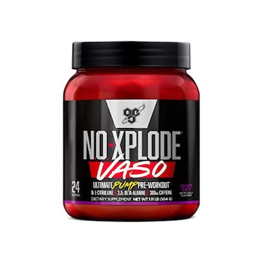 BSN NOXPLODE Vaso Pre Workout Powder with 8g of LCitrulline and 32g BetaAlanine and Energy Flavor Grape Fury 24 Servings