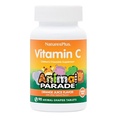 NaturesPlus Animal Parade SugarFree Childrens Vitamin C Natural Orange Juice Flavor 90 Chewable Animal Shaped Tablets Pack of 2 Immune Support Gluten Free 90 Servings