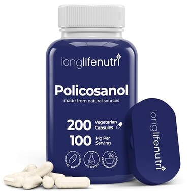 LongLifeNutri Policosanol 100mg 200 Vegetarian Capsules Natural Sugar Cane Supplement for Balanced Cholesterol 3Month Supply NonGMO Lab Tested Made in USA