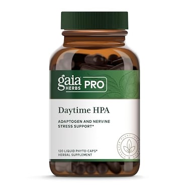 GAIA HERBS PRO Daytime HPA Adaptogen Support Supplement Nervous System Support Supplement with Olive Oil Rhodiola Vegan GlutenFree SoyFree 120 Liquid PhytoCaps 60 Servings