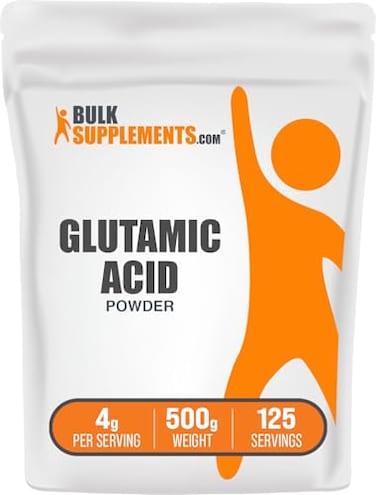 BulkSupplements.com مسحوق حمض الجلوتاميك، مكمل غذائي من الجلوتامات، مكمل غذائي من الأحماض الأمينية، بدون نكهة، خالٍ من الغلوتين، 4 غرام لكل حصة، 500 غرام، 11 رطلاً، عبوة من قطعة واحدة