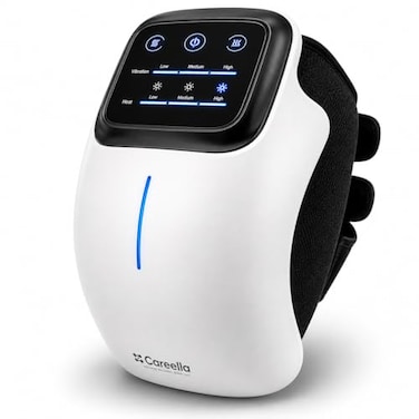 Careella Heated Knee Massager with Heat and Vibration Cordless Rechargeable Knee Support Device Adjustable Knee Brace with LED Display 3 Heat Levels 3 Vibration Modes Portable Knee Comfort