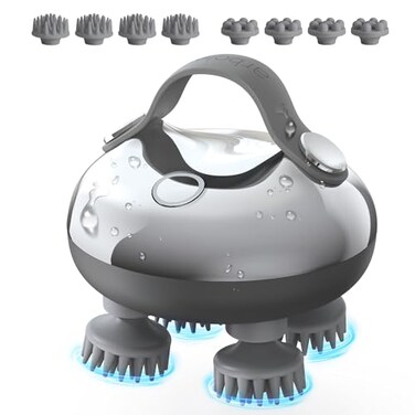 arboleaf Scalp Massager Rechargeable Head Massager Scalp Stress Relax Waterproof Handheld Hair Scratcher with 8 Removable Massage Claws Gift for Dad Mom