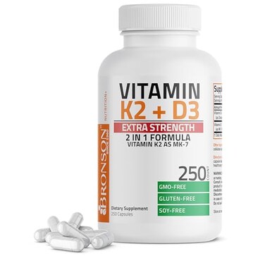 Bronson Vitamin K2 D3 MK7 Extra Strength D3 K2 Complex 250 Capsules
