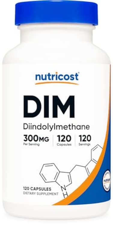 مكمل غذائي Nutricost DIM ثنائي إندوليل ميثان مع بيوبيرين 300 ملغ، 120 كبسولة نباتية، تكفي لمدة تصل إلى 4 أشهر