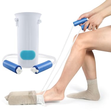 KEKOY 4INCH Sock Aid for Putting on Socks Sock Assistant Device No Bending with Foam Handles Long Rope Sock HelperPuller Aid Easy Put on for Seniors Disabled After Surgery RecoveryWhite