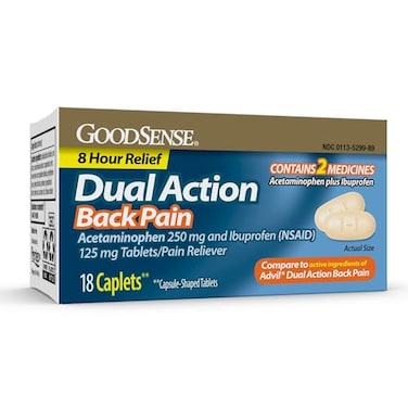 GoodSense Dual Action Acetaminophen and Ibuprofen NSAID Tablets 250 mg125 mg Back Pain 18 Count
