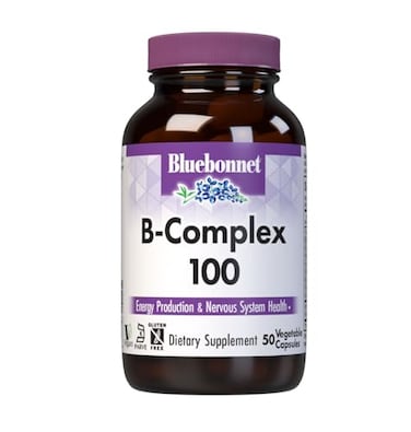 Bluebonnet Nutrition B Complex 100 Vegetable Capsules Complete Full Spectrum Vitamin B6 B12 Biotin Folate Vegan Vegetarian Gluten Free Soy Free Milk Free Kosher 50 Vegetable Capsules