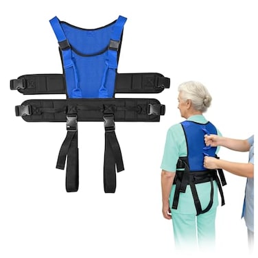 KAVIL Gait Belt for Seniors Transfer Gate Belt for Elderly Lifting with 8 Handles Physical Therapy Lift Assist Patient Fall Prevention Medical Walking Standing Aids Supports Safety Harness Mesh Blue