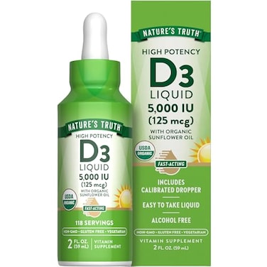 Nature's Truth Natures Truth Vitamin D3 Liquid 5000 IU 2 fl oz NonGMO and Gluten Free Supplement