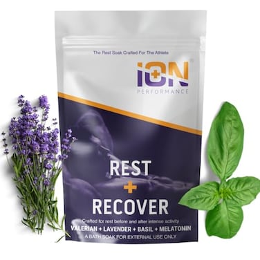 iON Performance iON Rest Recover Bath Soak wLavender Melatonin Rest and Recover with Valerian Root Frankincense Magnesium 16 Oz Crafted for Athletes