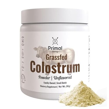 Primal Being Grassfed Beef Colostrum Supports Immune Function Gut Health Hair AntiAging Athletic Performance Recovery 90 Grams unflavored Powder 3000 mg per Serving