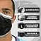 كمامات وجه من PlastCare USA، 50 كمامة، 4 طبقات، معتمدة من ASTM المستوى 3، سوداء اللون مع خطوط بيضاء، مزودة بشريط أنف قابل للتعديل.