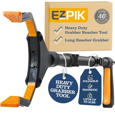 أداة التقاط النفايات القابلة للطي EZPIK Classic 40 مزودة بمغناطيس مزدوج، أداة التقاط نفايات شديدة التحمل، مناسبة لكبار السن وذوي الاحتياجات الخاصة، مصنوعة من الألومنيوم، أداة مساعدة يومية للوصول إلى الأشياء. لون أسود