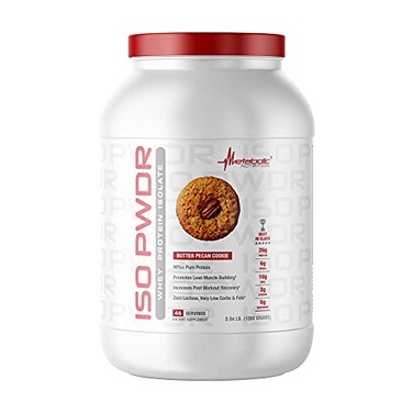 Metabolic Nutrition Whey Protein Isolate ISO PWDR Butter Pecan Cookie 304lb 23 Servings 26g Protein Fast Digesting Zero Carbs Delicious Flavor Very Low Carbs Fat Zero Lactose