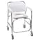 DMI Rolling Shower Chair Commode Transport Chair FSA Eligible Rolling Bathroom Wheelchair for Handicap Elderly Injured or Disabled 250 Lb Weight Capacity Aluminum Frame White
