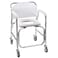 DMI Rolling Shower Chair Commode Transport Chair FSA Eligible Rolling Bathroom Wheelchair for Handicap Elderly Injured or Disabled 250 Lb Weight Capacity Aluminum Frame White