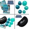 Wavetools Therapy Dual Style Mixed Silicone Massage Cupping Therapy Set with Glide and Riptide Push Cups with All Natural Balm 6 Pack Matte Teal Glide Cups