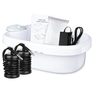 LeCuag Ionic Foot Bath Detox Machine Ion Foot Spa Detox Machine for Home Use Ionic Foot Cleanse System with 100 Foot Bath Liners 2 Ion Arrays