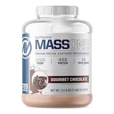 NutraOne Massone Mass Gainer Protein Powder Gain Weight Protein Meal Replacement Gourmet Chocolate 7 lbs