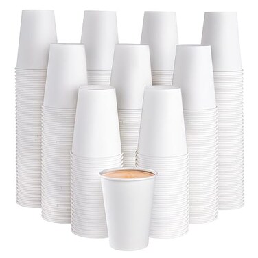 JOLLY PARTY 300 Pack 12 oz Disposable Paper Coffee Cup HotCold Beverage Drinking Cups for Water Paper Coffee Cups White Hot Coffee Cups
