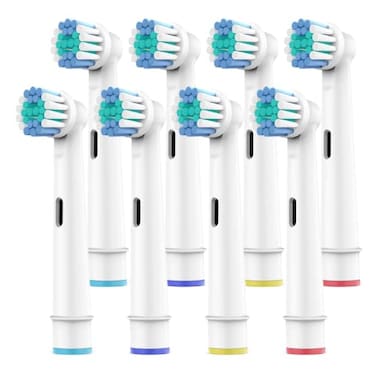 رؤوس فرشاة أسنان SetSail لفرشاة أسنان Oral-B الكهربائية الاحترافية، عبوة من 8 رؤوس، شعيرات دوبونت متوسطة النعومة، رؤوس فرشاة أسنان بديلة، رؤوس فرشاة تنظيف دقيقة، عبوات إعادة تعبئة