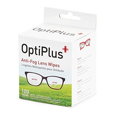 OptiPlus Anti Fog PreMoistened Cleaning Wipes for Glasses Screens Lenses QuickDry ScratchFree 100 Count