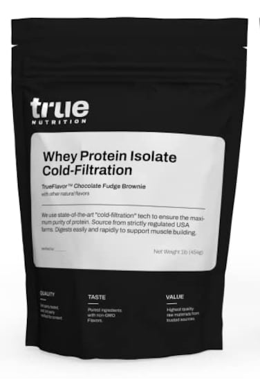 True Nutrition Whey Protein Isolate Powder Chocolate Fudge Brownie 1lb