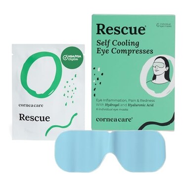 CorneaCare Rescue Hydrogel Self Cooling Compress Cold Eye Masks for Puffy Eyes Self Cooling Eye Compress for Fast Relief Travel Ready 6 Count