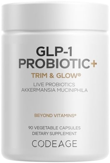 Codeage GLP1 Probiotic Live Probiotics Akkermansia Clostridium Bifidobacterium Chicory Inulin Probiotic Prebiotics Postbiotics Supplement 500 Million AFU 3Month Supply 90 Capsules