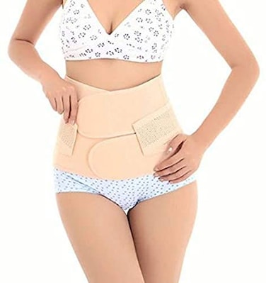 Healthcom Waist Slimming Belt Shaper Wrapper Band Abdomen Abdominal Binder Women Postnatal Pregnancy BeltSupport Back After Birth Belly Band Postpartum Recoery Support Girdle Belt BellySizeM