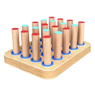 Muxiano 20Hole Wooden Pegboard for Finger Dexterity Exercises Easy Grip Pegs Peg Board to Improve Fine Motor Functions HandEye Coordination Hand Exercise for Rehabilitation Occupational Therapy