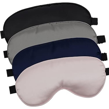 LERSVICVIL 4 Pack Eye Mask for Sleeping Silky Soft Satin Blindfold Adjustable Strap Night Eye Cover for Women Men