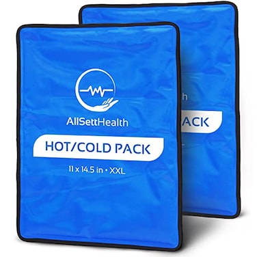 كمادات ثلج قابلة لإعادة الاستخدام من AllSett Health للإصابات، عبوة من قطعتين، مقاس 11 × 145، كمادة ثلج كبيرة الحجم لتخفيف آلام الظهر، مرنة عند التجميد، كمادة باردة لإصابات الظهر والركبة والكتف.
