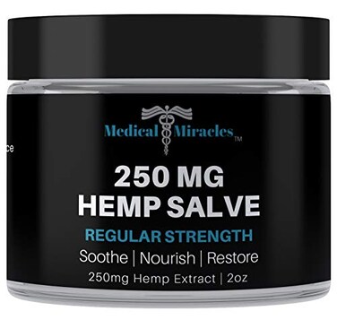 Medical Miracles Hemp 250 Mg Regular Strength Healing Salve Cream Ideal for Hips Joints Neck Back Elbows Fingers Hands and Knees