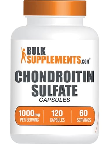 كبسولات كبريتات الكوندرويتين من BulkSupplements.com، مكمل غذائي، كبريتات الكوندرويتين 1000 ملغ، خالية من الغلوتين، كبسولتان لكل جرعة، 120 كبسولة، عبوة واحدة