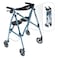 جهاز المشي القابل للطي والخفيف الوزن من Stander Space Saver Rollator مزود بمقعد لكبار السن والبالغين، بأربع عجلات مقاس 6 بوصات، مزود بفرامل قفل، ومقعد مبطن مع مسند ظهر، باللون الأزرق الكوبالت.