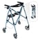 جهاز المشي القابل للطي والخفيف الوزن من Stander Space Saver Rollator مزود بمقعد لكبار السن والبالغين، بأربع عجلات مقاس 6 بوصات، مزود بفرامل قفل، ومقعد مبطن مع مسند ظهر، باللون الأزرق الكوبالت.