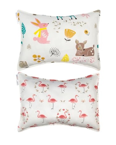 ALVABABY Toddler Pillowcases 2 Pack Organic Cotton Fit 13x 18 or 12x16 Kids Pillow Cover Envelope for Girl Boy TravelPillowcase Only