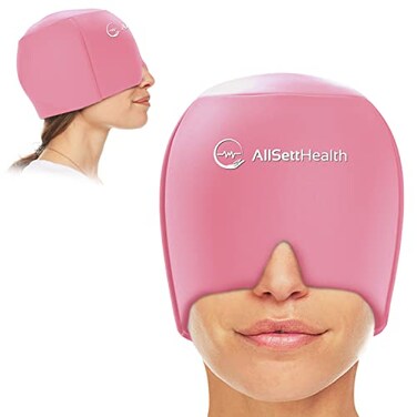 قبعة AllSett Health لتخفيف الصداع النصفي، غطاء رأس ثلجي للرأس، قبعة للصداع والصداع النصفي