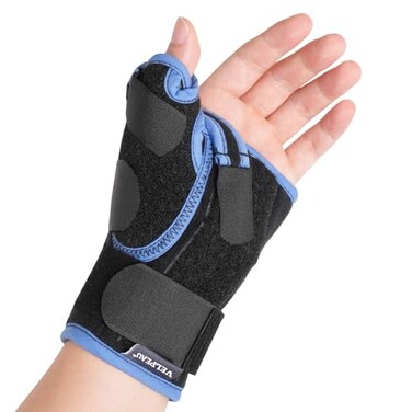 VELPEAU Carpal Tunnel Wrist Brace with Thumb Stabilizer Night Support Completely Stabilizes Wrist Thumb Joint Pain Relief for Tendonitis De Quervains Tenosynovitis Arthritis Short Left Hand S