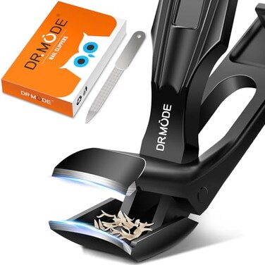 مقص أظافر القدم من DRMODE لكبار السن، مصمم خصيصًا للأظافر السميكة، برأس مائل مطور، مناسب للرجال، بفتحة فك واسعة، حاد ومتين، مزود بجامع، ومقبض طويل، لون أسود.
