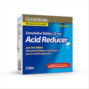GoodSense Maximum Strength Famotidine Tablets 20 mg Acid Reducer for Heartburn Relief